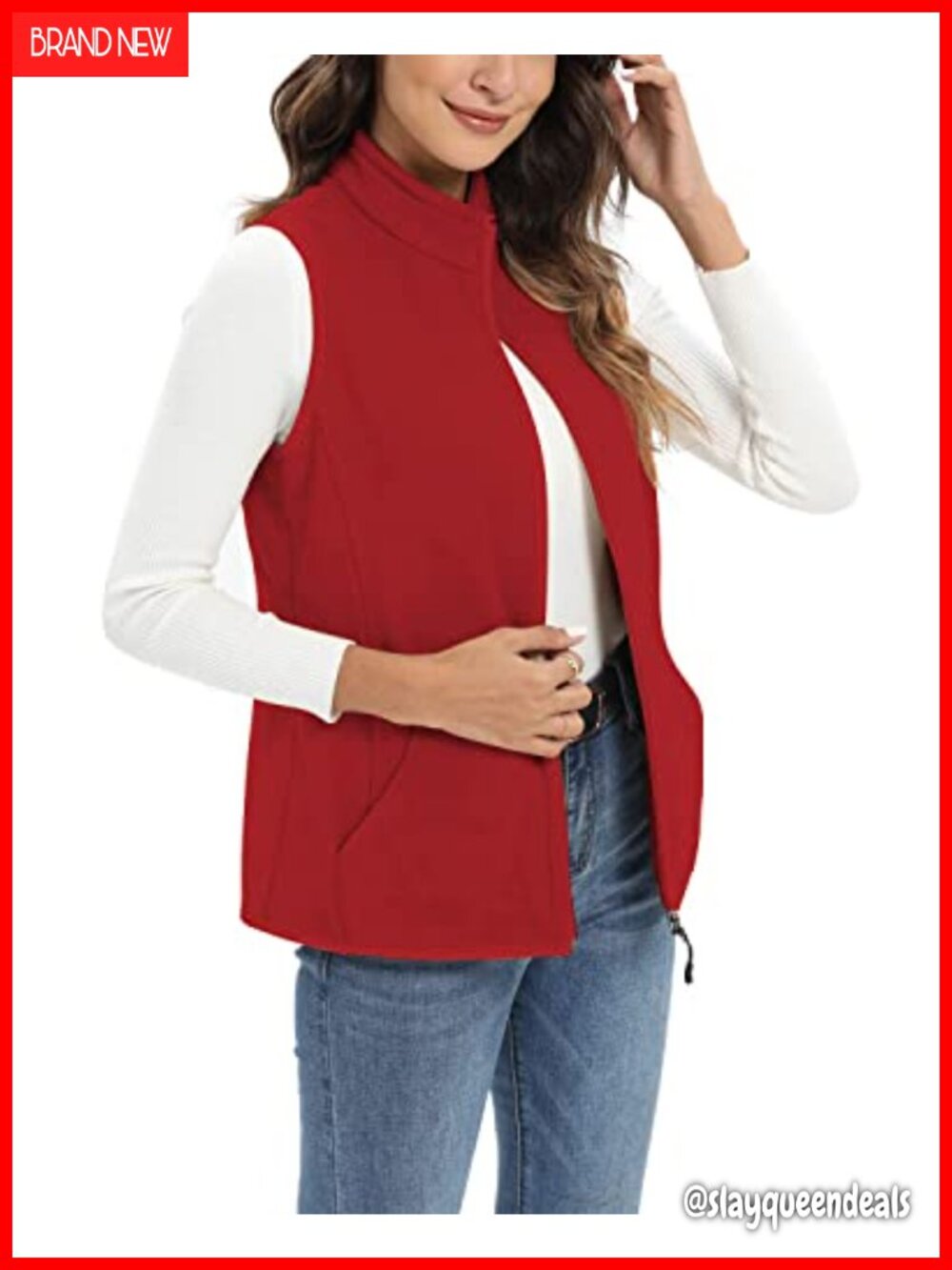 Women's Fleece Vest with 6 Pockets Lightweight Daily Wear